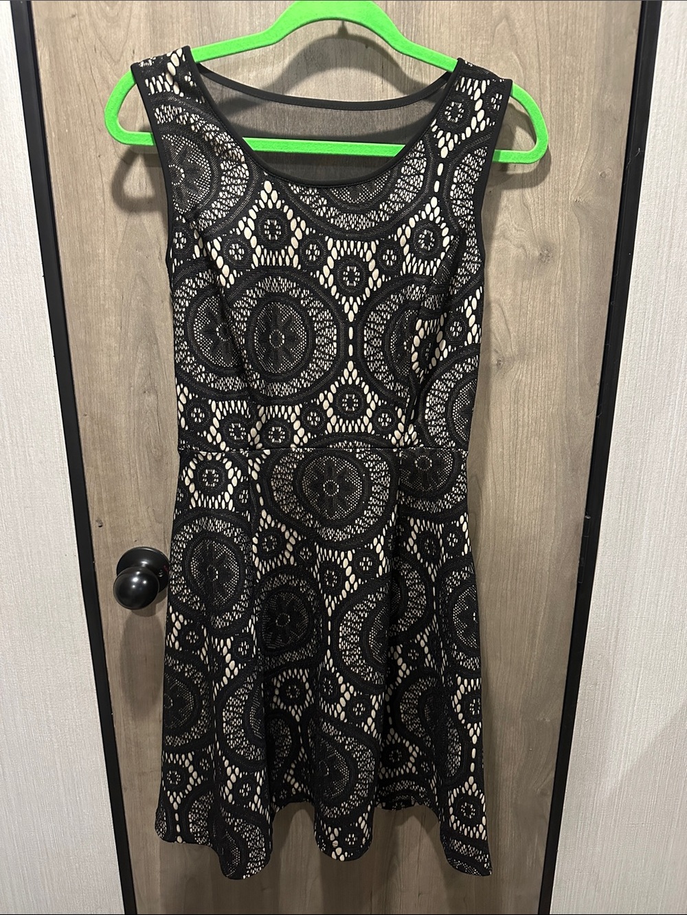 Enfocus Studio Black Lace A-Line Dress with Nude Lining